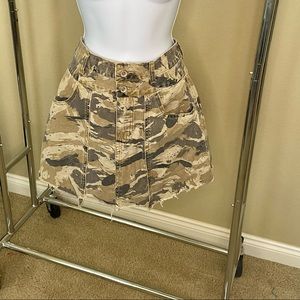 Camo denim skirt with distressed hem size Medium